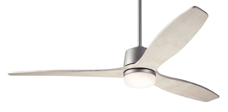 Modern Fan Company Arbor DC 54-inch graphite LED ceiling fan with whitewash wood blades and remote control