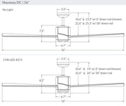 Modern Fan Company Nouveau DC 56″ Dark Bronze Ceiling Fan with Graywash Blades and Remote - ALCOVE LIGHTING
