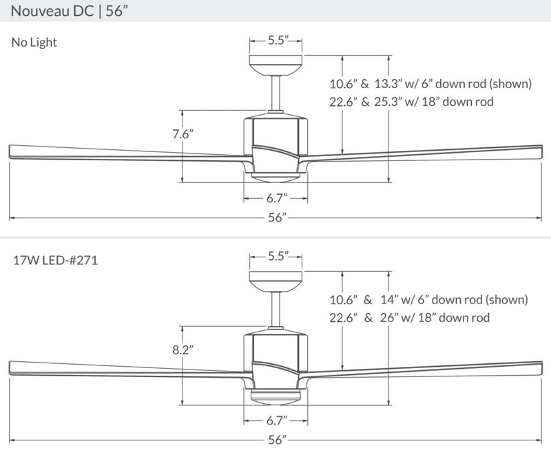 Modern Fan Company Nouveau DC LED 56″ Matte White Ceiling Fan with Maple Blades and Remote - ALCOVE LIGHTING