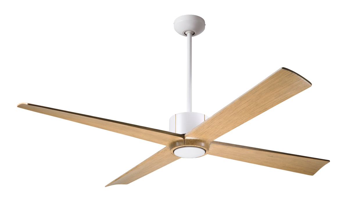 Modern Fan Company Nouveau DC 56 in. Matte White & Brass Ceiling Fan with Maple Color Blades and Remote