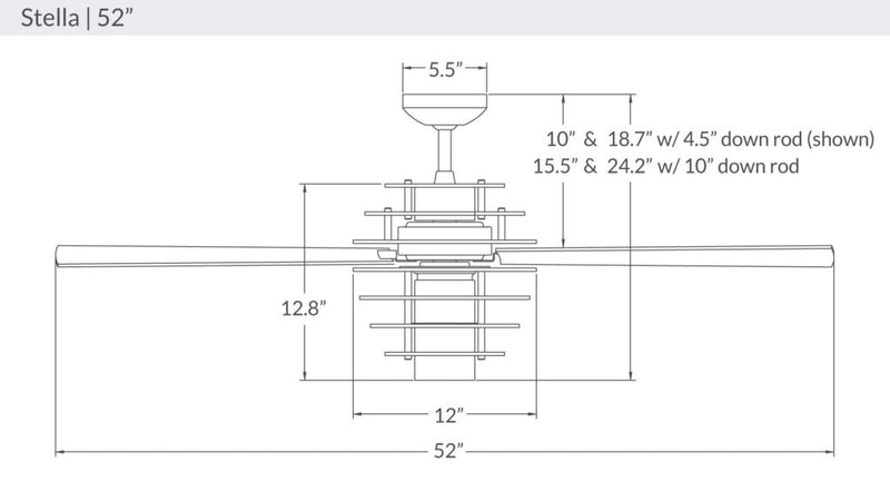 Modern Fan Company Stella LED 52" Mahogany Ceiling Fan with Wall Control - ALCOVE LIGHTING