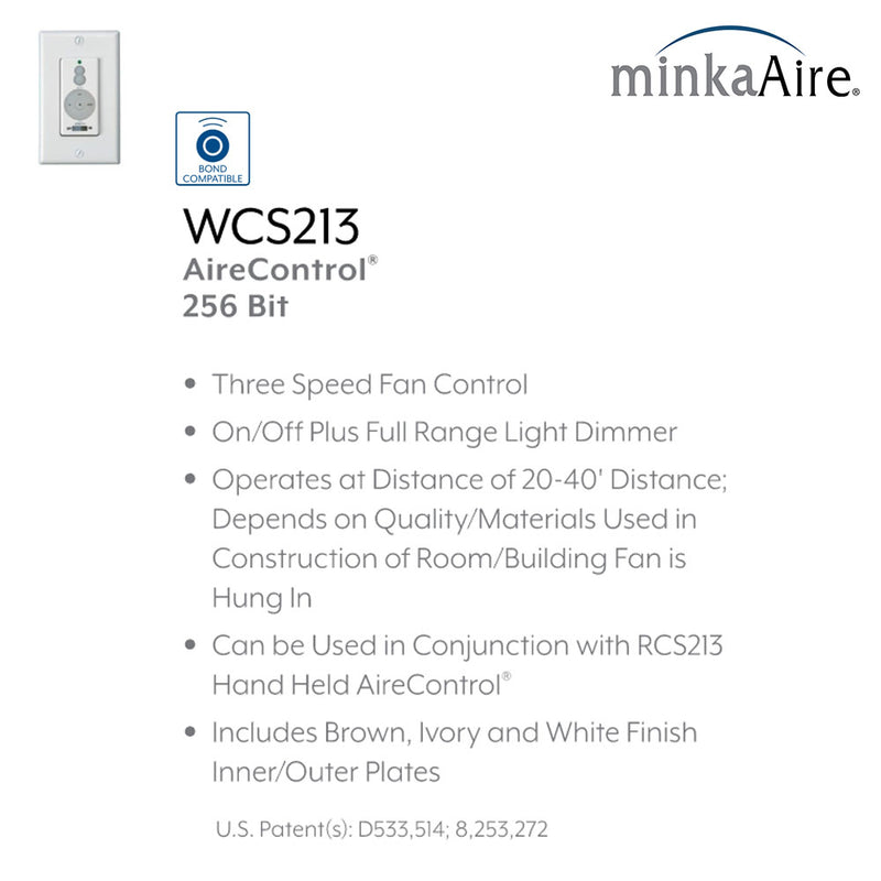 Minka Aire WCS213 Wall Control with Full Function Ceiling Fan Aire Control