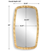 Pavira Gold Leaf Mirror | Modern Rectangle Iron Frame Bathroom Vanity Mirror Mounted Vertical or Horizontal (22 in. W x 38 in. H x 1 in. D)