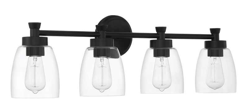 Craftmade 12730FB4 Henning 4 Light Bathroom Vanity Light -Flat Black