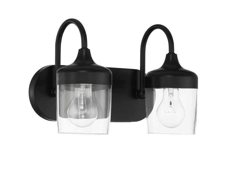 Craftmade 58102-FB Wrenn 2 Light Bathroom Vanity Light -Flat Black