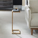 Riva Accent Table | Aged Gold and Black Marble Top (10 in. W x 23 in. H x 8 in. D)
