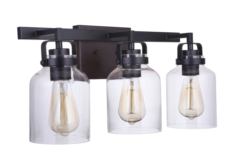 Craftmade 53603-FBDT Foxwood 3 Light Bathroom Vanity Light -Flat Black/Dark Teak