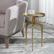 Century Accent Table | Textured Soft Gold and Solid Round Top (15 in. W x 22 in. H)