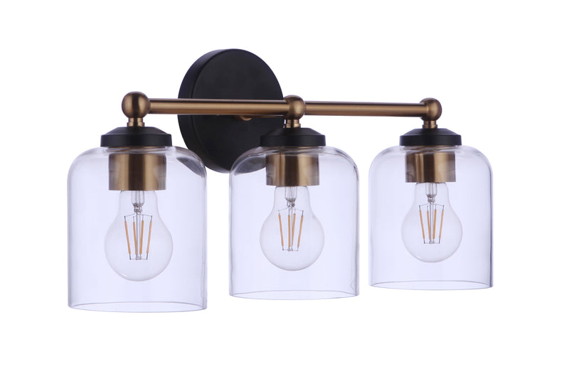 Craftmade 18719FBSB3 Coppa 3 Light Bathroom Vanity Light -Flat Black/Satin Brass