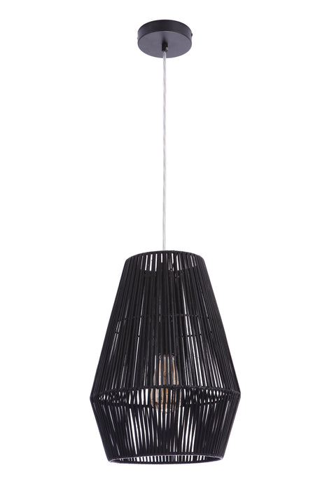 Craftmade P2009-FB Natural Pendant 1 Light Pendant w/ Woven Black Rattan Shade