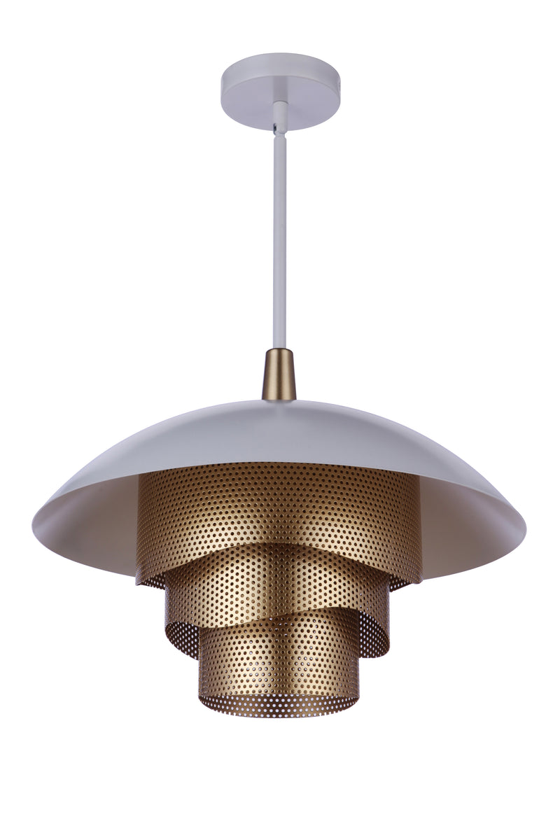 Craftmade P1010MWWMG-LED 19” Diameter Sculptural Statement Dome Pendant with Perforated Metal Shades -Matte White/Matte Gold - ALCOVE LIGHTING