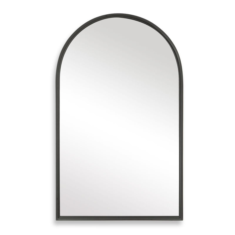 Arvisa Matte Black Mirror | Modern Arch Iron Frame Bathroom Vanity Mirror (24 in. W x 39 in. H x 1 in. D)