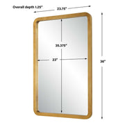 Solaren Gold Leaf Mirror | Modern Rectangle Engineered Wood Frame Bathroom Vanity Mirror (24 in. W x 36 in. H x 1 in. D)