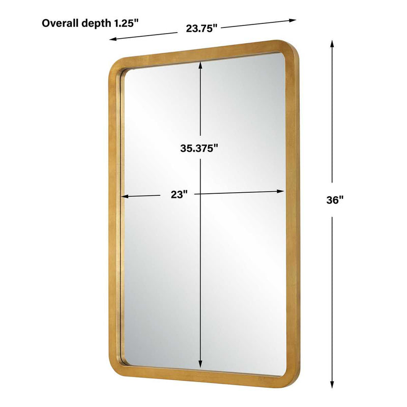 Solaren Gold Leaf Mirror | Modern Rectangle Engineered Wood Frame Bathroom Vanity Mirror (24 in. W x 36 in. H x 1 in. D)
