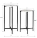 Crestan Accent Tables Set of 2 | Matte Black and White Marble Top (Medium: 11 in. W x 18 in. H; Large: 11 in. W x 22 in. H)