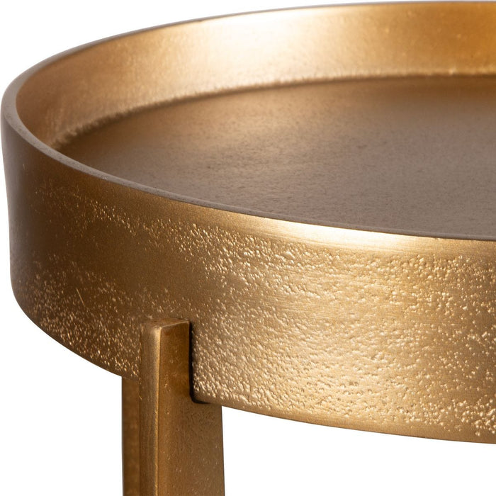 Velora Accent Table | Cast Aluminum and Old Brass Antique (12 in. W x 24 in. H)