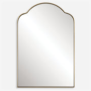 Uttermost Sidney 09896 brass modern arch bathroom vanity mirror with stainless steel frame and floating polished edge mirror, 20 in. W x 30 in. H