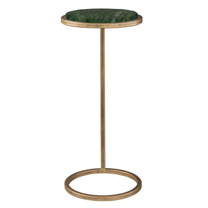 Parlen Accent Table | Aged Gold Iron and Dark Green Marble Top (10 in. W x 24 in. H)