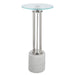 Mara Accent Table | Nickel and Tempered Glass Top with White Marble Base (11 in. W x 24 in. H)