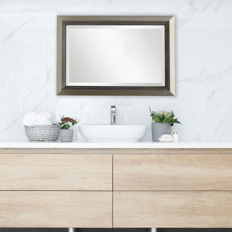 Vossa Warm Silver Mirror | Modern Rectangle Polystyrene Frame Bathroom Vanity Mirror Mounted Vertical or Horizontal (24 in. W x 36 in. H x 1 in. D)