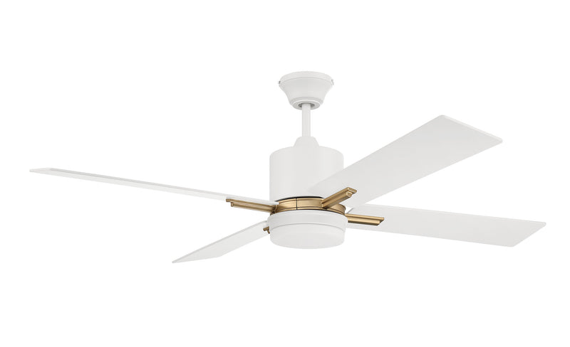 Craftmade TEA52WSB4 Teana LED Ceiling Fan -White/Satin Brass