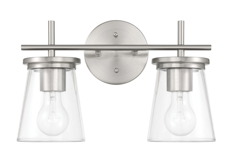 Craftmade 60402-BNK Connell 2 Light Bathroom Vanity Light -Brushed Polished Nickel