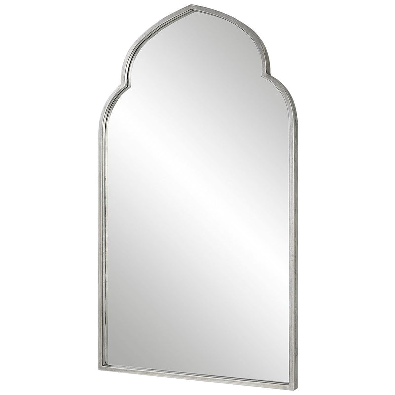 Marzala Antique Silver Mirror | Modern Arch Iron Frame Bathroom Vanity Mirror (22 in. W x 38 in. H x 1 in. D)