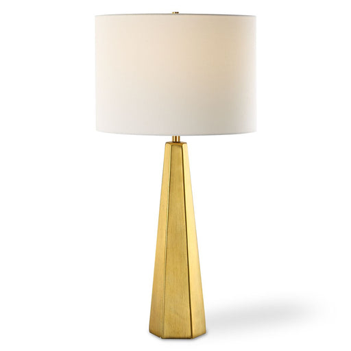 Vesix Gold Modern Ceramic Table Lamp with White Linen Shade (28" H Lamp with 10" H x 14" W Shade)
