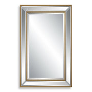 Solitha Gold Mirror | Modern Rectangle Engineered Polymer Frame Bathroom Vanity Mirror Mounted Vertical or Horizontal (20 in. W x 32 in. H x 2 in. D)
