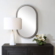 Nuvell Radiant Silver Mirror | Modern Oval Engineered Polymer Frame Bathroom Vanity Mirror (20 in. W x 33 in. H x 1 in. D)
