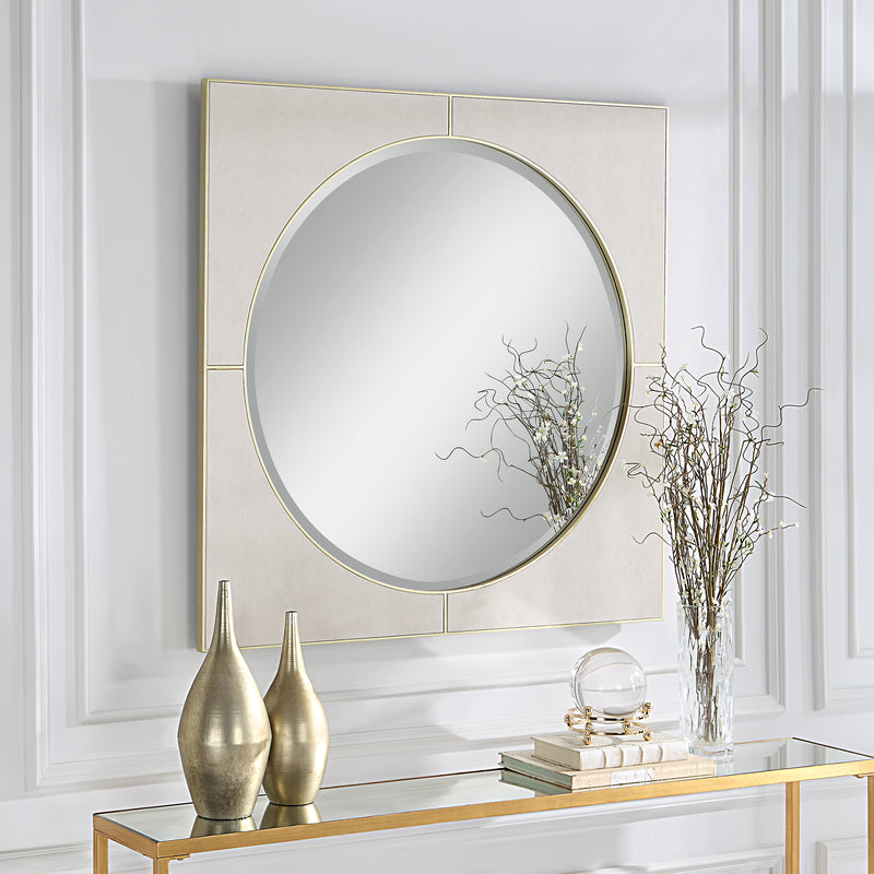 Uttermost Cyprus White Square Mirror - ALCOVE LIGHTING