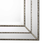 Riventa Metallic Silver Mirror | Modern Rectangle Engineered Wood Frame Bathroom Vanity Mirror Mounted Vertical or Horizontal (24 in. W x 34 in. H x 1 in. D)