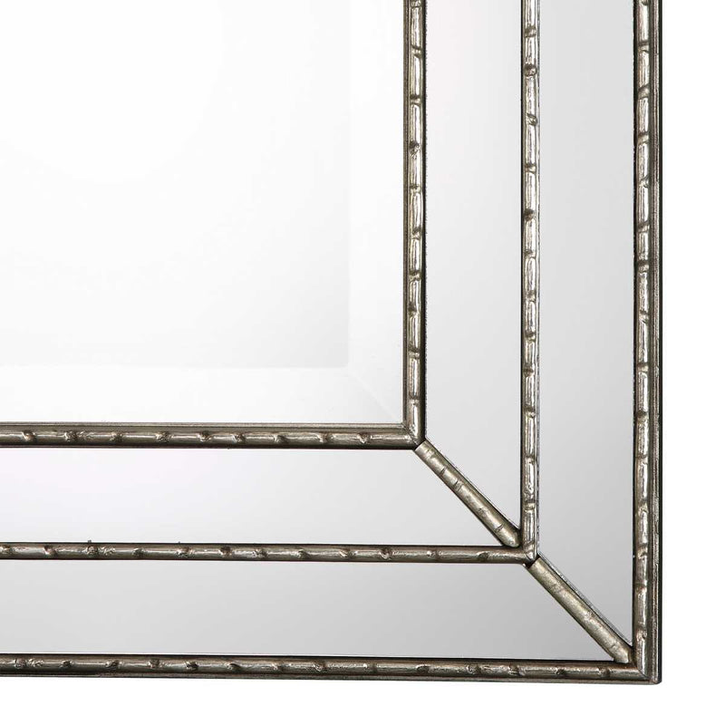 Riventa Metallic Silver Mirror | Modern Rectangle Engineered Wood Frame Bathroom Vanity Mirror Mounted Vertical or Horizontal (24 in. W x 34 in. H x 1 in. D)