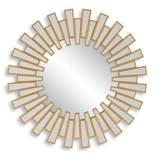 Soluna Gold Leaf Sunburst Mirror | Modern Round Engineered Wood Frame Bathroom Vanity Mirror (30 in. W x 30 in. H x 1 in. D)