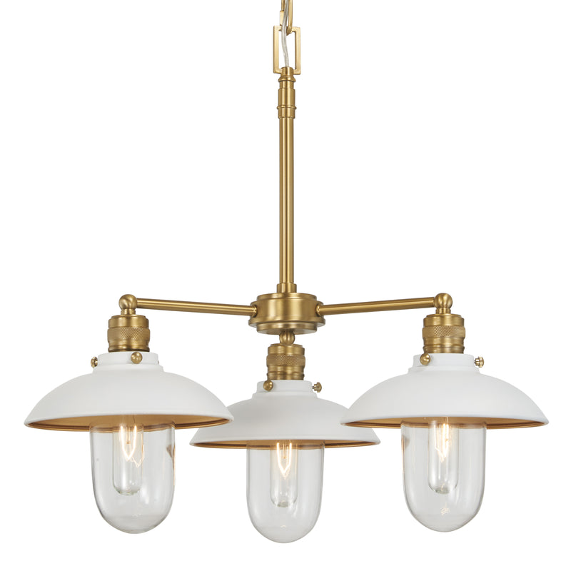 Minka Lavery Downtown Edison 3 Light Chandelier-White And Soft Brass