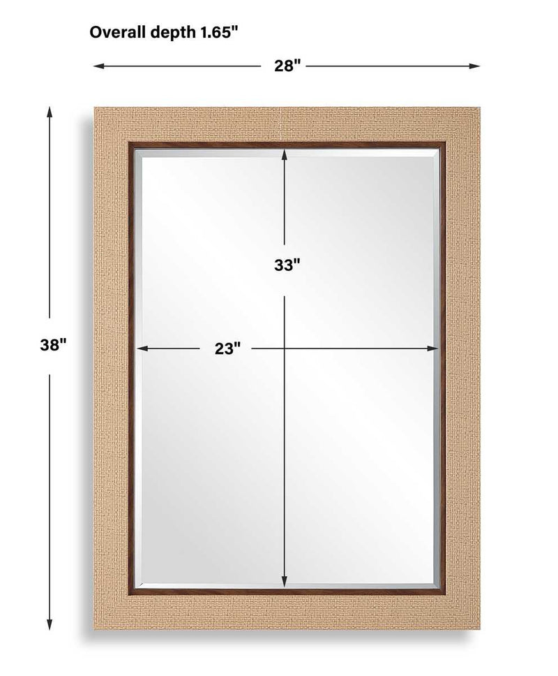 Nimori Coastal Mirror | Modern Rectangle Basket Weave Polymer Frame Bathroom Vanity Mirror Mounted Vertical or Horizontal (28 in. W x 38 in. H x 2 in. D)