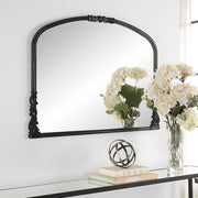 Evara Satin Black Mirror | Classic Ornate Baroque Mantel Engineered Wood Frame Mirror (38 in. W x 28 in. H x 1 in. D)