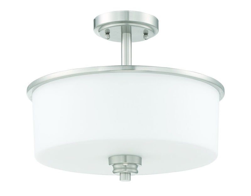 Craftmade 50552-BNK-WG Bolden 2 Light Convertible Semi Flush -Brushed Polished Nickel (White Glass)