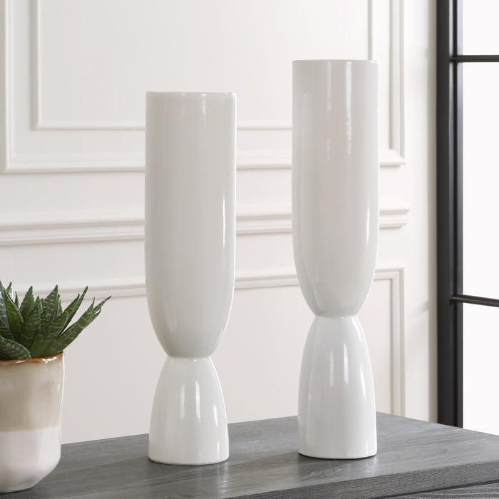 Uttermost Kimist White Vases, S/2