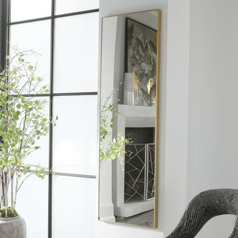 Strathen Gold Mirror | Modern Rectangle Frame Bathroom Vanity Mirror Mounted Vertical or Horizontal (20 in. W x 60 in. H x 1 in. D)