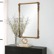 Glavora Antique Gold Mirror | Classic Ornate Rectangle Engineered Wood Frame Bathroom Vanity Mirror Mounted Vertical or Horizontal (24 in. W x 36 in. H x 1 in. D)