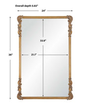 Glavora Antique Gold Mirror | Classic Ornate Rectangle Engineered Wood Frame Bathroom Vanity Mirror Mounted Vertical or Horizontal (24 in. W x 36 in. H x 1 in. D)