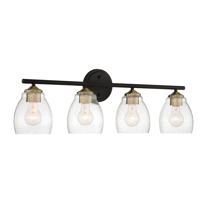 Minka Lavery Winsley 4 Light Bathroom Vanity Light-Coal And Stained Brass