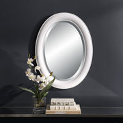 Avara Pure White Mirror | Modern Oval Polystyrene Frame Bathroom Vanity Mirror Mounted Vertical or Horizontal (22 in. W x 29 in. H x 1 in. D)