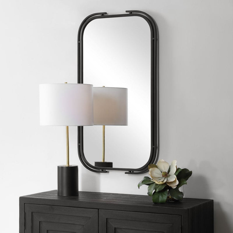 Solix Matte Black Mirror | Modern Rectangle Iron Frame Bathroom Vanity Mirror Mounted Vertical or Horizontal (22 in. W x 40 in. H x 1 in. D)