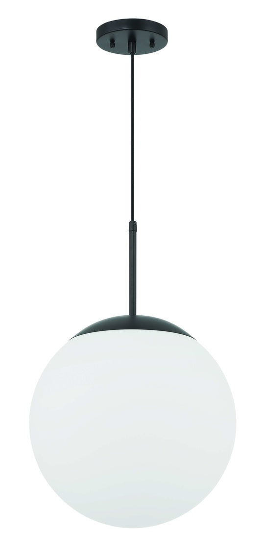 Craftmade 56892-FB-WG Gaze 12" 1 Light Pendant -Flat Black, White Glass