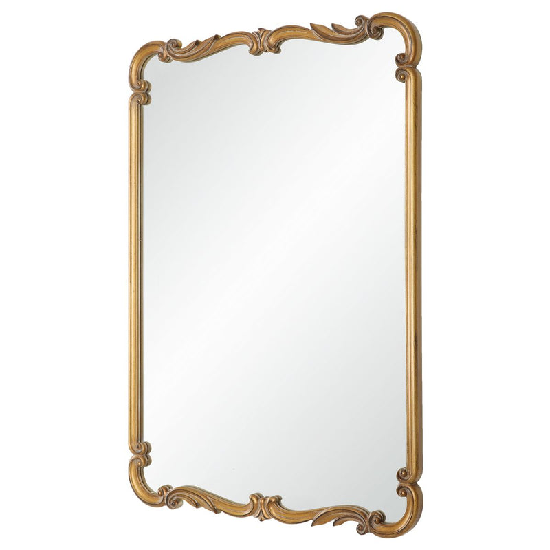 Galentra Antique Gold Mirror | Classic Ornate Rectangle Engineered Wood Frame Bathroom Vanity Mirror Mounted Vertical or Horizontal (22 in. W x 32 in. H x 1 in. D)