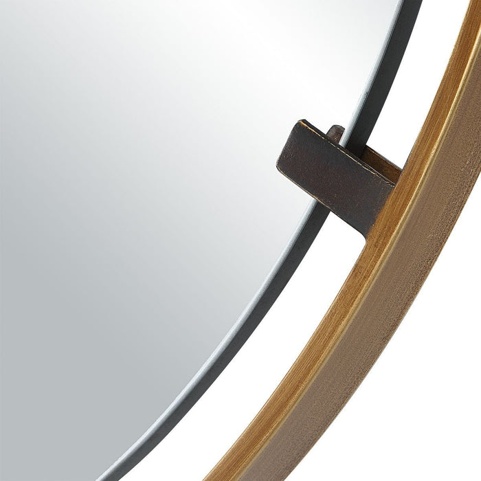 Axion Rich Gold and Dark Bronze Mirror | Modern Round Iron Frame Bathroom Vanity Mirror (32 in. W x 32 in. H x 1 in. D)