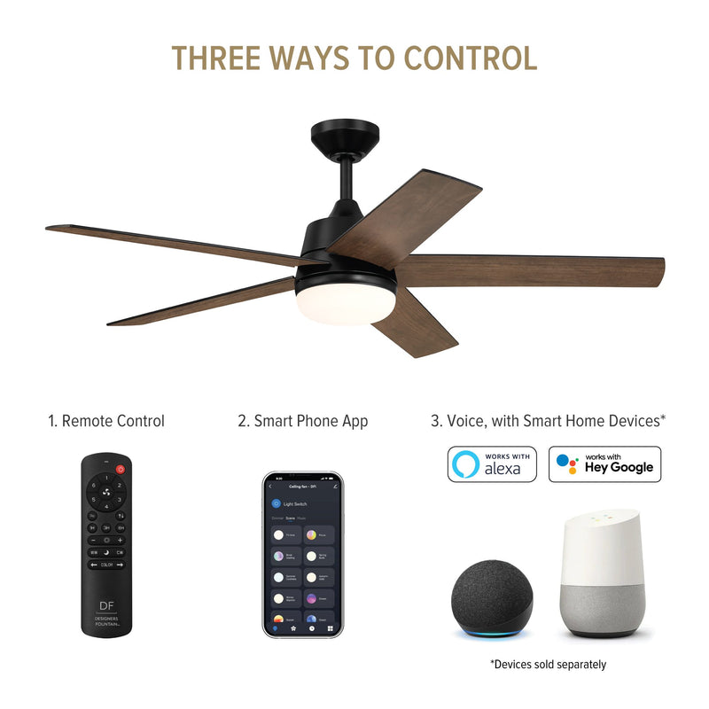 Astrea 52 in. Smart Matte Black Modern Ceiling Fan with LED Light and Remote