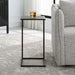 Calden Accent Table | Antique Black with Gray Shagreen Top (12 in. W x 24 in. H)